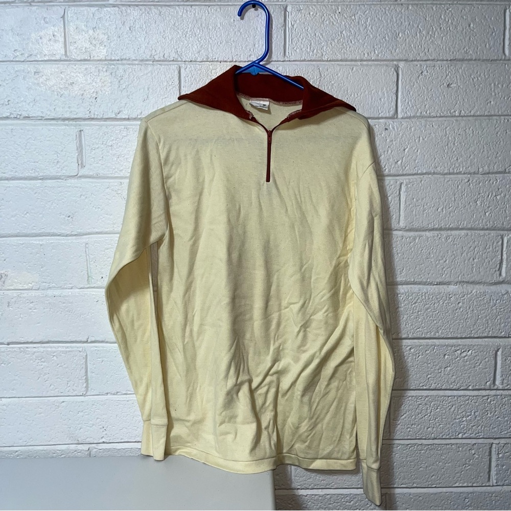 Vintage Quarter Zip Pullover Longsleeve Shirt Color Block Turtleneck Medalist